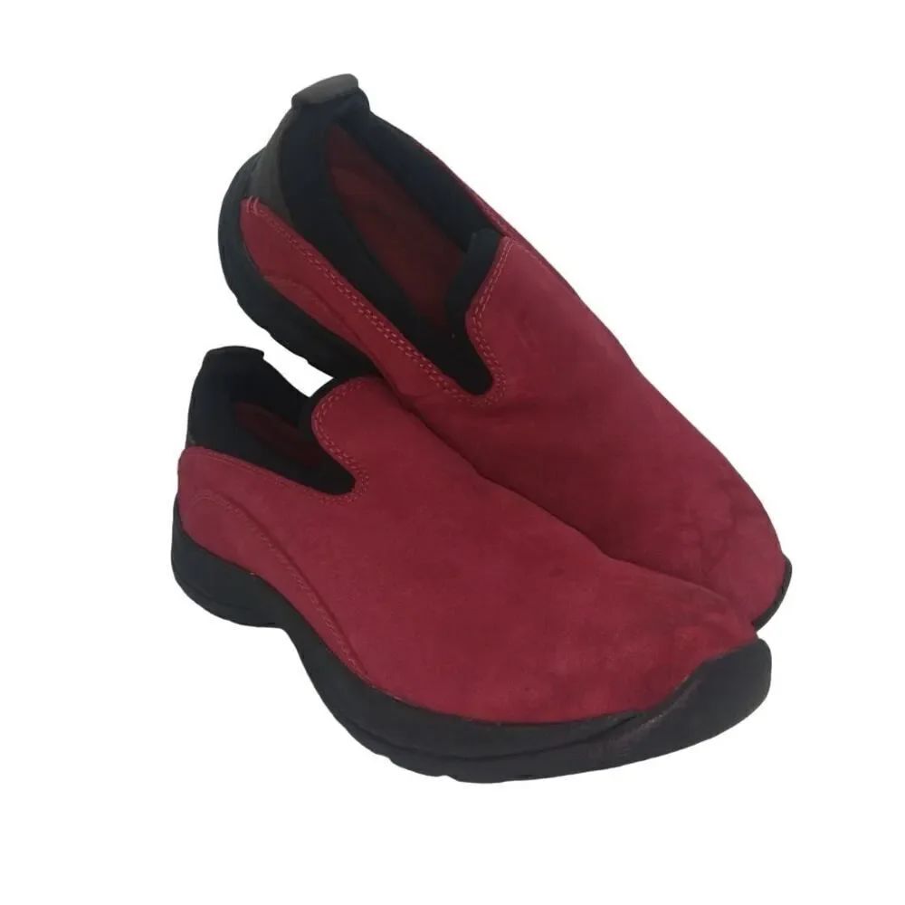 Lands End Womens Pre-owned Red Suede w/Black Accents Slip-on Loafers - sz. 8B